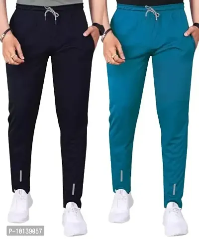 Buy Suzaro Men Blue and Grey Solid Lycra Blend pack of 2 Track