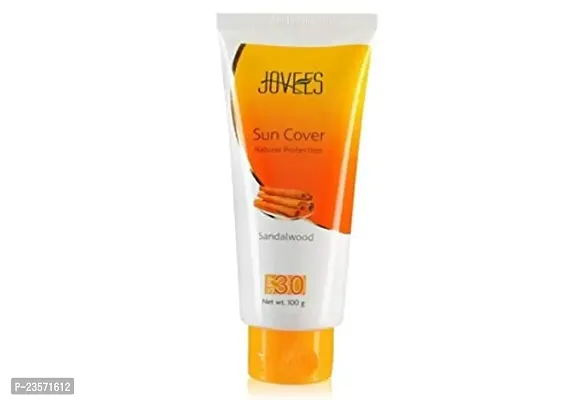 Jovees Herbal Sandalwood Natural Sun Cover SPF 30 | UVA/UVB Protection | Non Greasy | Quick Absorption | For all skin types 100G-thumb3