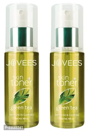 Jovees Herbal Green Tea Skin Toner with 100% Natural Ingredients | Cleanses  Moisturises | Pore Tightening | For Oily, Acne Prone Skin 100ML (Pack of 2)