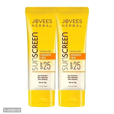 Jovees Suncreen Fairness Gel SPF 25 with Aloe Vera |For Oily, Sensitive, Dry Skin | Light Weight, Non Greasy | Protects from Tanning  Uneven Skin Tone 50 G (Pack of 2)