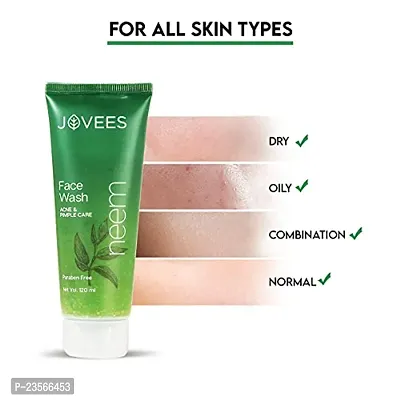 Jovees Herbal Neem Face Wash For All Skin Types ndash; Natural Cleanser for Acne and Pimples ndash; Paraben  Alcohol Free, 120 ML (Pack of 3)-thumb5