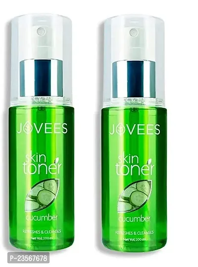 Jovees Herbal Cucumber Skin Toner | Toner for Oily, Sensitive and Acne Prone Skin | Pore Tightening and Glowing Skin| 100% Natural | For Normal to Oily Skin 200 ML Each (Pack of 2)-thumb0