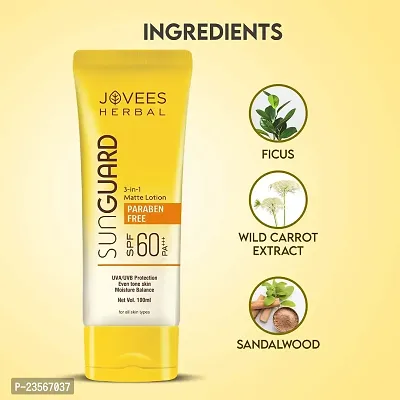 Jovees Herbal Sun Guard Lotion SPF 60 PA++++ | 3 in 1 Matte Lotion | Daily Use, UVA/UVB Protection, Moisture Balance, Even Tone Skin | Boot star 4 Rating | For Women/Men 100 ML-thumb5