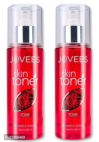 Jovee Herbal Rose Skin Toner| For Youthful Skin, Tightens Pores, Healthy Glow | 100% Natural | For Normal to Dry Skin | Paraben and Alcohol Free 200ML Each (Pack of 2)