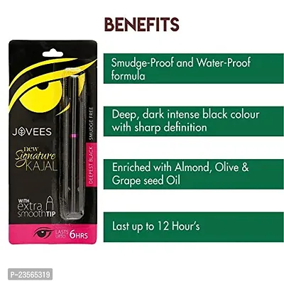 Jovees Herbal New Signature Kajal With Extra Smooth Tip, 3 gms | Herbal Kohl | Smudge Free | Lasts Upto 6 Hours | Deepest Black-thumb5