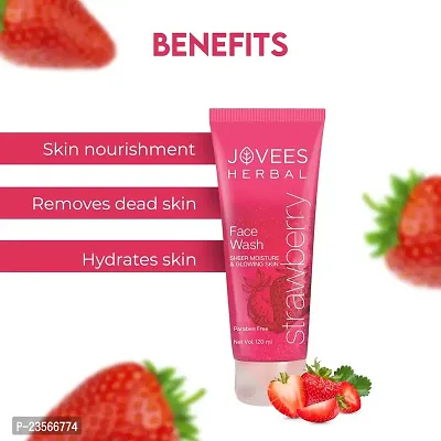 Jovees Herbal Strawberry Face Wash with Strawberry Extracts | For Normal to Dry Skin | For Women/Men | For Hydrating  Glowing Skin 120 ML (Pack of 1) New-thumb2