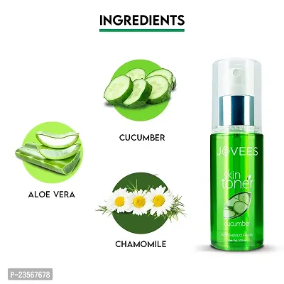 Jovees Herbal Cucumber Skin Toner | Toner for Oily, Sensitive and Acne Prone Skin | Pore Tightening and Glowing Skin| 100% Natural | For Normal to Oily Skin 200 ML Each (Pack of 2)-thumb3