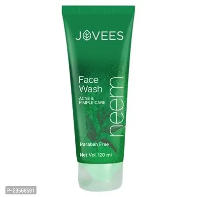 JOVEES Herbal Neem Face Wash For All Skin Types ndash; Natural Cleanser for Acne and Pimples ndash; 120 ML (Pack of 1), Green