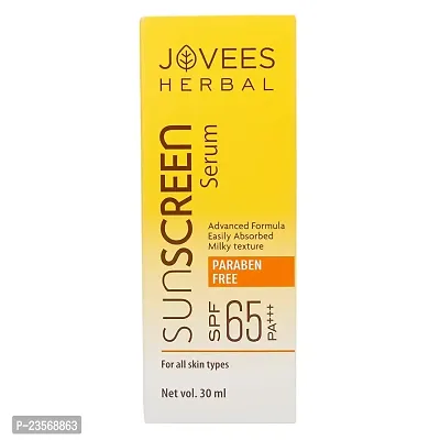 Jovees Sunscreen Face Serum SPF 65 with Green tea, Carrot and Sunflower extract, Broad spectrum Sun protection, Light weight  Water Resistant- For Oily  Acne Prone Skin - 30ml-thumb2