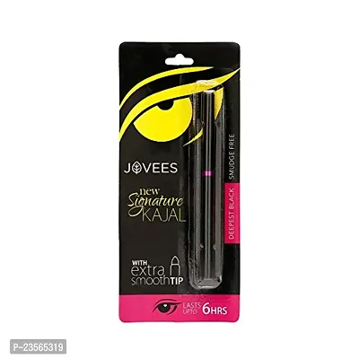 Jovees Herbal New Signature Kajal With Extra Smooth Tip, 3 gms | Herbal Kohl | Smudge Free | Lasts Upto 6 Hours | Deepest Black-thumb0