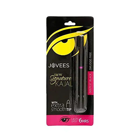 Jovees Herbal New Signature Kajal With Extra Smooth Tip, 3 gms | Herbal Kohl | Smudge Free | Lasts Upto 6 Hours | Deepest Black