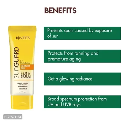 Jovees Herbal Sun Guard Lotion SPF 60 PA++++ | 3 in 1 Matte Lotion | Daily Use, UVA/UVB Protection, Moisture Balance, Even Tone Skin | Boot star 4 Rating | For Women/Men 50 ML (Pack of 2)-thumb3