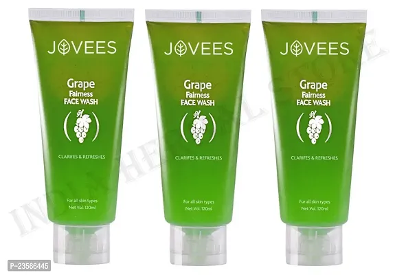 Jovees Herbal Grape Face Wash With  Orange Peel Extracts | For Brighter  Glowing Skin | Reduces Uneven Skin Tone  Fine Lines | For All Skin Types For Men  Women | 120 ml Pack of 3