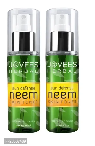 Jovees Herbal Sun Defence Neem Skin Toner | Prevents Dry Skin | Pore Tightening | For Protection Against Sun Damage  Tanning 100ML (Pack of 2)