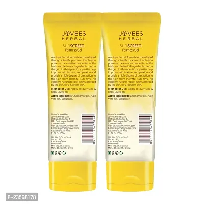 Jovees Suncreen Fairness Gel SPF 25 with Aloe Vera |For Oily, Sensitive, Dry Skin | Light Weight, Non Greasy | Protects from Tanning  Uneven Skin Tone 50 G (Pack of 2)-thumb2