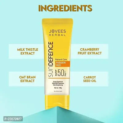Jovees Herbal Sun Defence Cream SPF 50 | Broad Spectrum PA+++ | UVA/UVB Protection | Lightweight | Quick Absorption | For All Skin Types 100G-thumb5