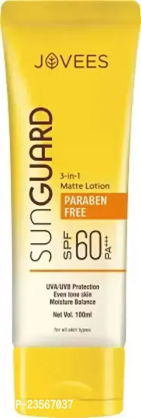 Jovees Herbal Sun Guard Lotion SPF 60 PA++++ | 3 in 1 Matte Lotion | Daily Use, UVA/UVB Protection, Moisture Balance, Even Tone Skin | Boot star 4 Rating | For Women/Men 100 ML