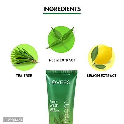 Jovees Herbal Neem Face Wash For All Skin Types ndash; Natural Cleanser for Acne and Pimples ndash; Paraben  Alcohol Free, 120 ML (Pack of 3)-thumb3