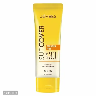 Jovees Herbal Sandalwood Natural Sun Cover SPF 30 | UVA/UVB Protection | Non Greasy | Quick Absorption | For all skin types 100G-thumb0