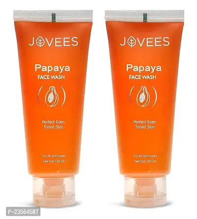 Jovees Herbal Papaya Face Wash For Women/Men | Brightening and Glowing Skin | Removes Pigmentation and Dark Spots | For All Skin Types 120ml ( Pack of 2)