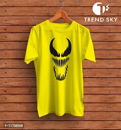 Printed Men Round Neck Yellow T-Shirt-thumb0