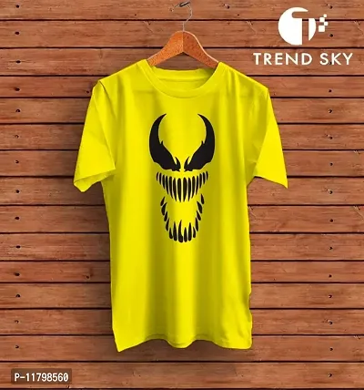 Printed Men Round Neck Yellow T-Shirt