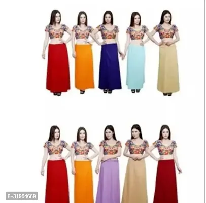 Comfortable Multicoloured Cotton Solid Saree Peticoat For Women-Pack Of 10