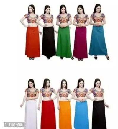 Comfortable Multicoloured Cotton Solid Saree Peticoat For Women-Pack Of 10