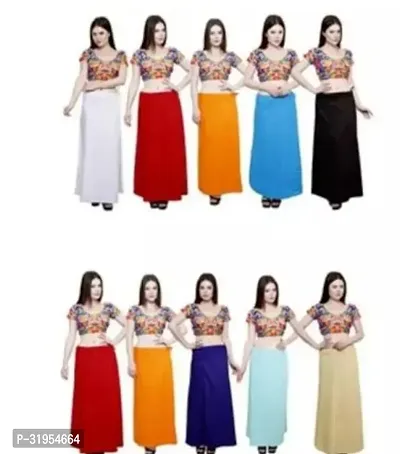 Comfortable Multicoloured Cotton Solid Saree Peticoat For Women-Pack Of 10