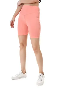 Trendy Polyester yoga short for women Pink-thumb2