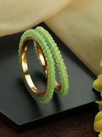 Beautiful designer elegant Mint Green Bead Studded Kangan/Kadaa/Bracelet/Bangles  (pack of 2 pcs.)  (Precious gift is inside)-thumb2