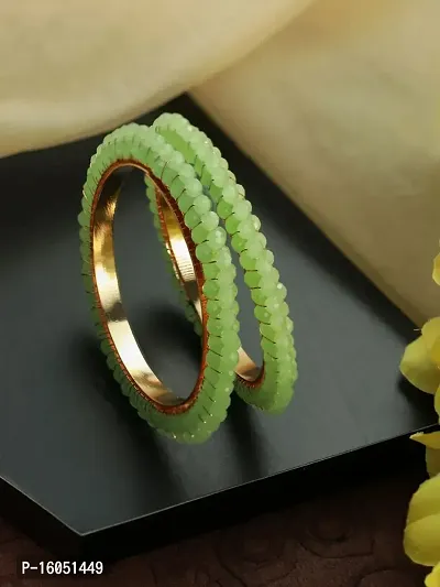 Beautiful designer elegant Mint Green Bead Studded Kangan/Kadaa/Bracelet/Bangles  (pack of 2 pcs.)  (Precious gift is inside)-thumb3