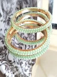 Beautiful designer elegant Mint Green Bead Studded Kangan/Kadaa/Bracelet/Bangles  (pack of 2 pcs.)  (Precious gift is inside)-thumb4