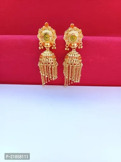 Beautiful Gold plated  Stylish  chain fall jhumka-thumb0