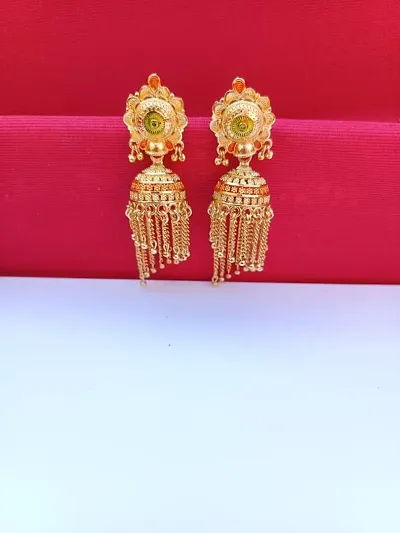 One gram gold plated screw jhumka earrings for women