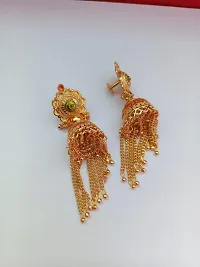 Beautiful Gold plated  Stylish  chain fall jhumka-thumb1