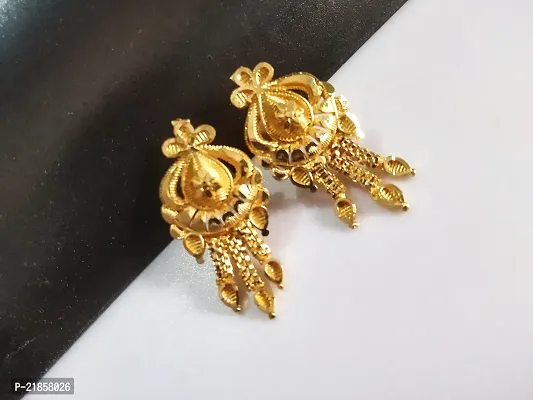 Beautiful Gold plated 3Leaf Chain fall Crown stud-thumb2