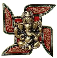 SP Handicrafts Swastik Ganesha Wall Hanging 20 * 5 *20 Inches, Multicolour,-thumb1