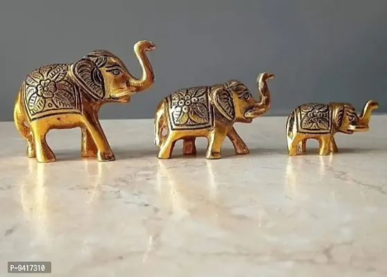 Set of 3 Gold elephant idol  showpiece for home decor-thumb0
