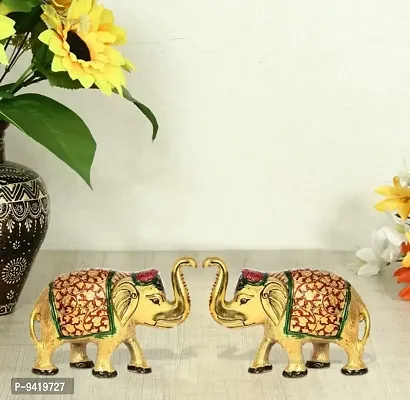 Matel elephant statue Gold polish 2 pcs set for your home, office decorative Showpiece