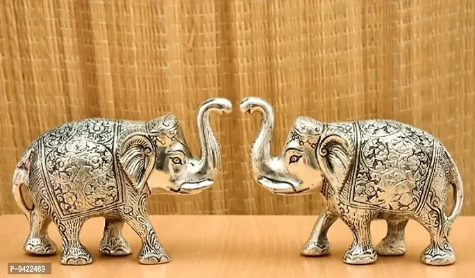 Matel elephant statue Gold polish 2 pcs set for your home, office decorative Showpiece