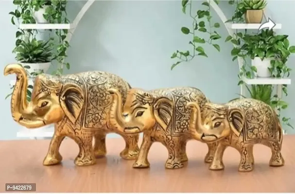 Metal Elephant Statue Set of 3 Showpiece Statue Lucky Figurine For Home Home Decor And Gifts Items
