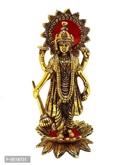 Golden elegant Antique Finished Lord Vishnu Shri Maha Vishnu Idol Decorative Showpiece-thumb0