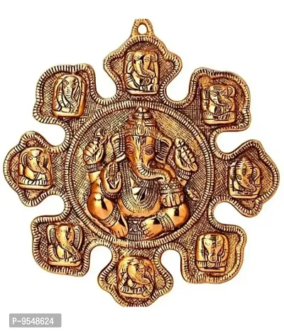 Aast Vinayak Wall Hanging Ganesh Ji Brass Ganesha Ashtavinayak Hanging Decorative Showpiece-thumb0