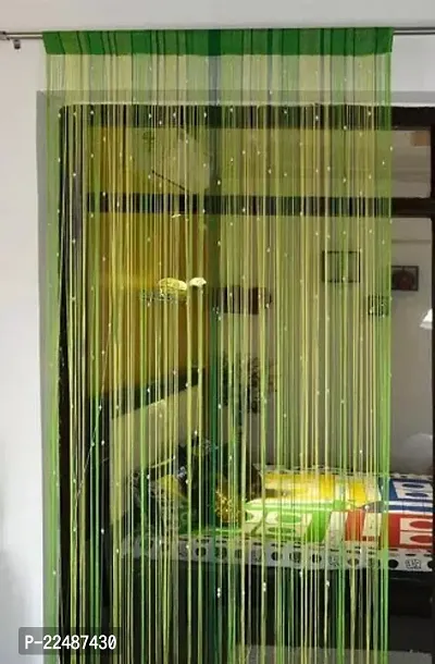 Stylish Green Polyester Striped Door Curtains-thumb0