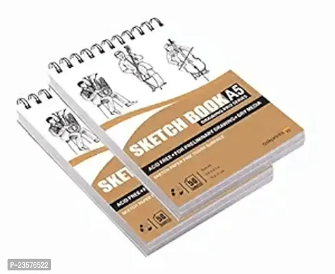 s 50 Sheet A5 Sketchbook Set of 2-5.8 x 8.3 Inch | Top Spiral-Bound Sketchpad for Artists | Sketching and Drawing Acid Free Paper, for Doodling-thumb0