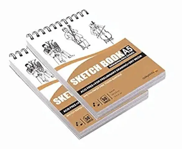 s 50 Sheet A5 Sketchbook Set of 2-5.8 x 8.3 Inch | Top Spiral-Bound Sketchpad for Artists | Sketching and Drawing Acid Free Paper, for Doodling