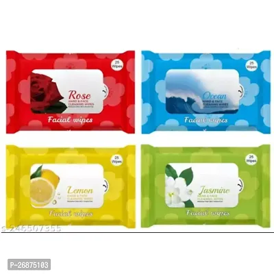 Wet Wipes for Face, Facial Wet Wipes for Cleaning Makeup or Remove Dirt  Oil from Face (Pack of 4)