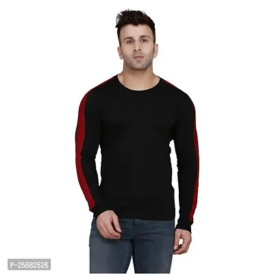 Reliable Black Cotton Blend Solid Round Neck Tees For Men-thumb0