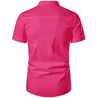 Reliable Pink Cotton Solid Short Length Kurta For Men-thumb3